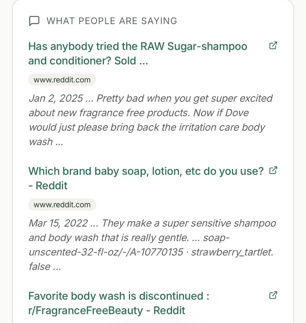 Real Reddit review excerpts sourced by Scout for Honest Company Sensitive Shampoo
